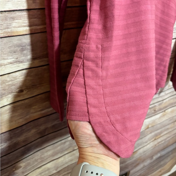 IBEX Wool Blend Long Sleeve V-Neck Hoodie Small Pink  B2 - Picture 4 of 7